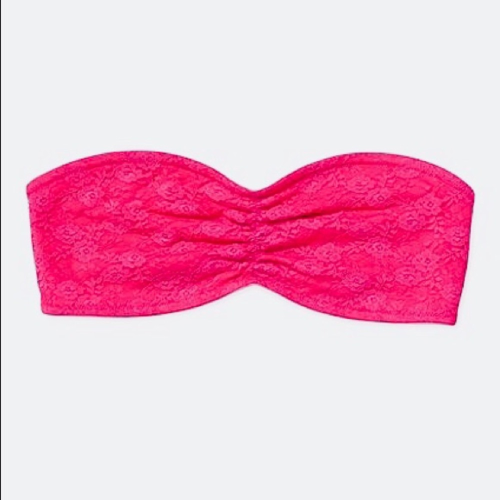 PINK Victoria’s Secret Hot pink lace bandeau bra